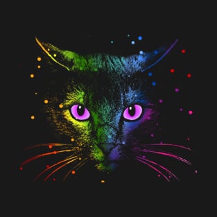 Rainbow drop Cat Face T-Shirt