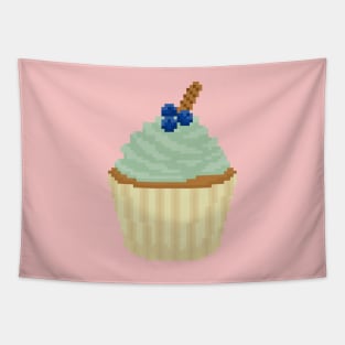 Green cupcake pixel art Tapestry