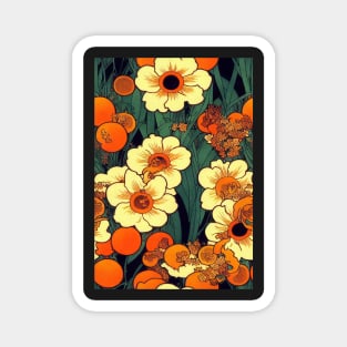 Beautiful Stylized Orange Flowers, for all those who love nature #161 Magnet