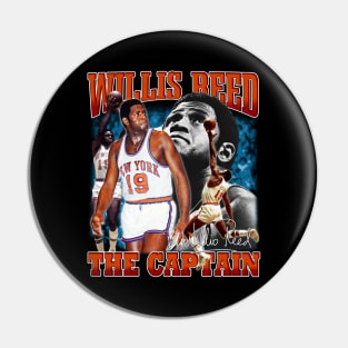 Willis Reed The Captain Basketball Legend Signature Vintage Retro 80s 90s Bootleg Rap Style Pin