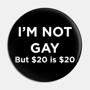 I'M NOT GAY but $20 is $20 Pin