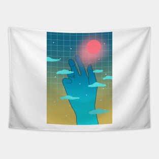 hand synthwave vaporwave Tapestry