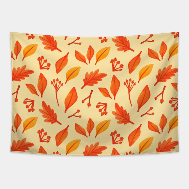 Autumn Leaves and floral pattern - Autumn Colors Tapestry by Clicky Commons