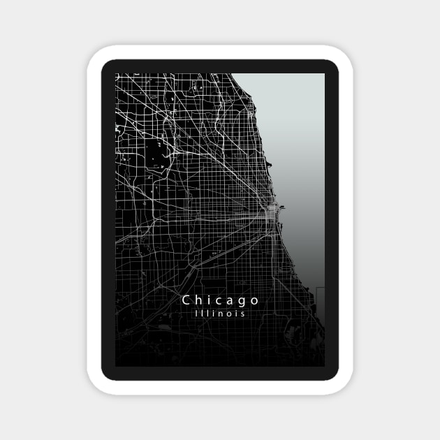 Chicago Illinois City Map dark Magnet by Robin-Niemczyk