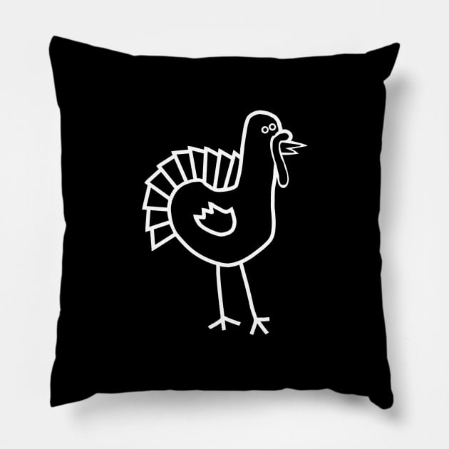 White Line Thanksgiving Turkey Pillow by ellenhenryart