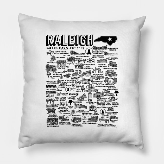 Raleigh NC Map Pillow by fiberandgloss