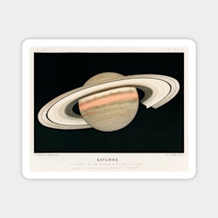 1877 Antique Lithograph of Saturn Magnet