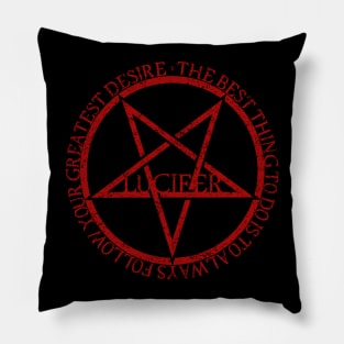 Lucifer Morningstar Quote, Follow your desire, Tv Series fan art, Pentagram Lucistar Pillow