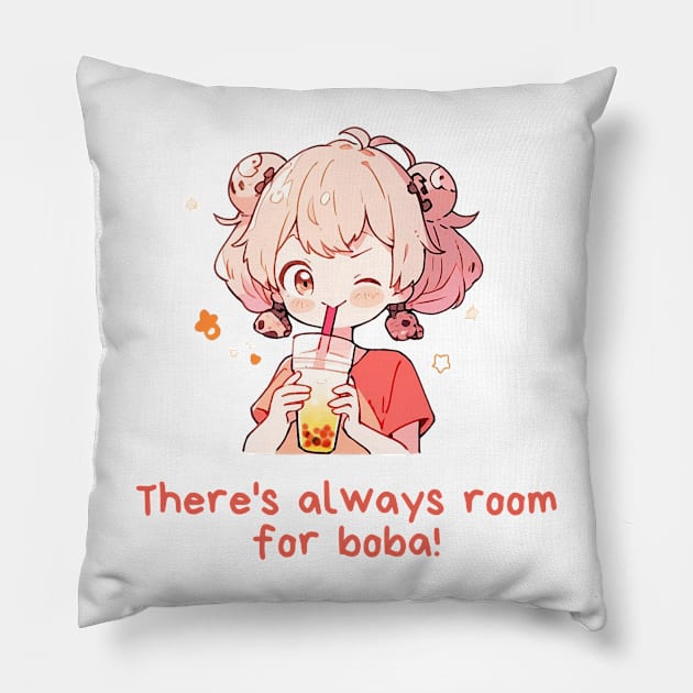 Cute Anime Girl Boba T Shirt for Boba Lovers Tee For Bubble Tea Lover Gift Kawaii Shirt For Asian Foodie Top Pillow by DaddyIssues