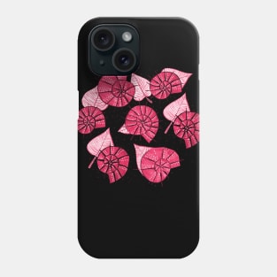 Pink Snails And Leaves Ink Drawn Pattern Phone Case