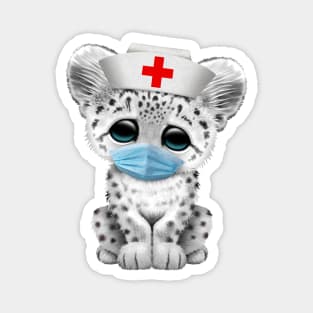 Cute Snow Leopard Cub Nurse Magnet