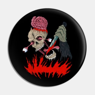 Crazy Insane Skull Pin