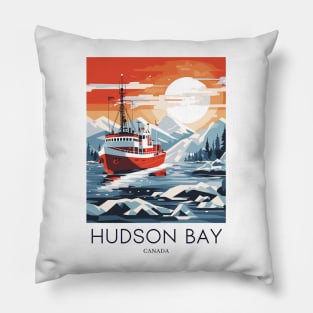 A Pop Art Travel Print of Hudson Bay - Canada Pillow