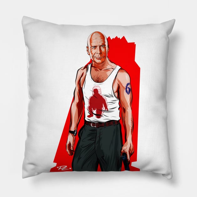 Bruce Willis - An illustration by Paul Cemmick Pillow by PLAYDIGITAL2020