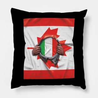 Italy Flag Canadian Flag Ripped - Gift for Italian From Italy Pillow