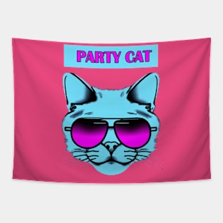 Party Cat Synthwave Retro Tapestry