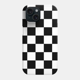 Checkered squares black and white racing flag geometric retro  pattern Phone Case