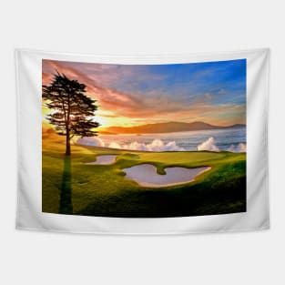 18TH HOLE AT PEBBLE BEACH Tapestry