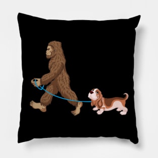 Bigfoot Dog Walk Basset Hound - Sasquatch Dog Lovers Pillow