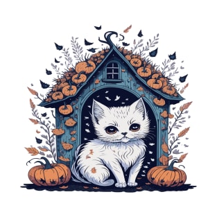 Cat in Pumpkins House T-Shirt