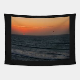 Kitesurfing at sunset Tapestry