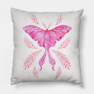 Pink Watercolor Luna Moth Pillow