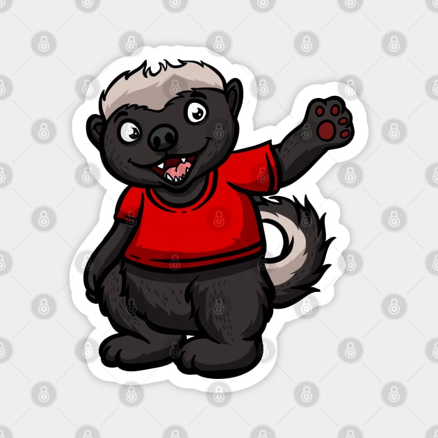 Cute Anthropomorphic Human-like Cartoon Character Honey Badger in Clothes Magnet by Sticker Steve