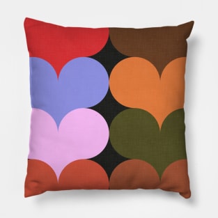 Groovy Geometric Decor - Retro Heart Shapes No.002 / Nostalgic Shades Pillow