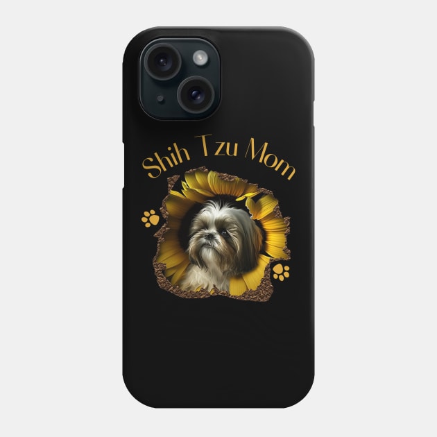 Womens Shih Tzu Mom Sunflower Paw Cute Dog Lover Owner Women Gift Phone Case by WoodShop93