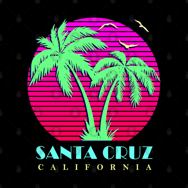 Santa Cruz California Palm Trees Sunset by Nerd_art