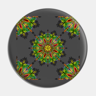 Mandala illustration, kaleidoscopic geometrical ornament. Art. Pin