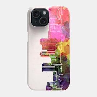 Birmingham AL skyline in watercolor background Phone Case