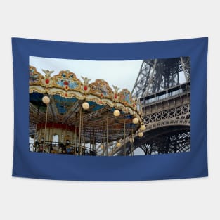 Paris Carousel and Eiffel Tower Tapestry