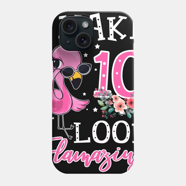 Kids I Make 10 Look Flamazing Flamingo Birthday T-Shirt Phone Case by Bensonn