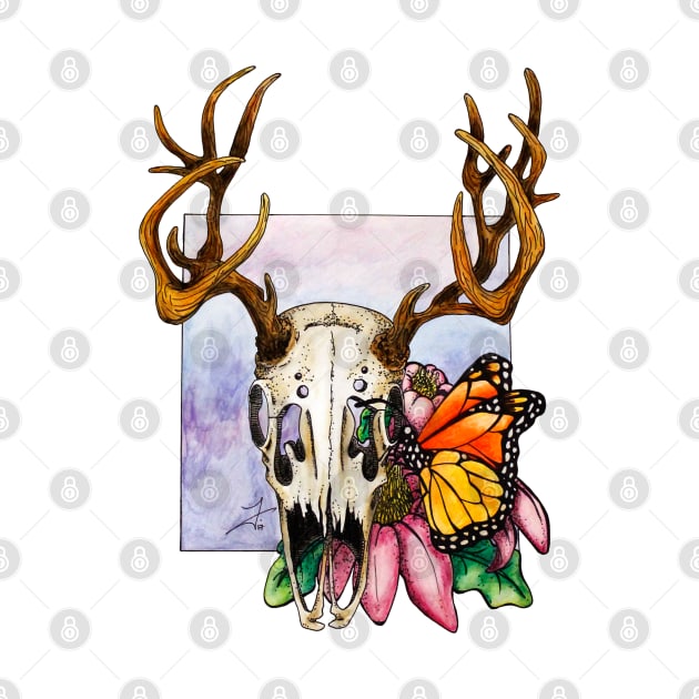 Deer Skull & Butterfly by FontaineN