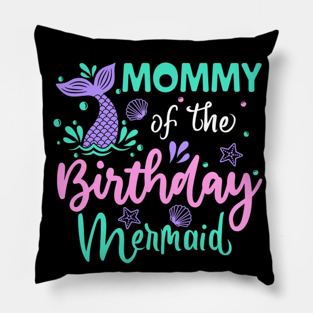 MOMMY Of The Birthday Mermaid Black Dad Men Mermaids Party Pillow by rhazi mode plagget