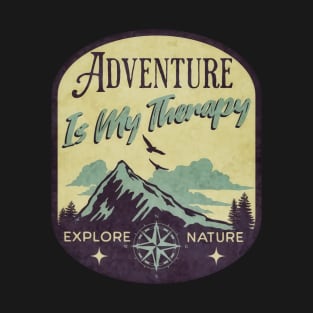 Adventure Is My Therapy Explore Nature Retro Design T-Shirt