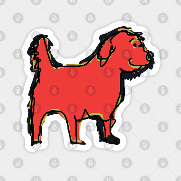 Red Dog Ruff Rough Magnet by ellenhenryart