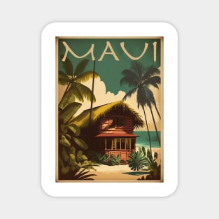 Maui Island Hawaii Vintage Travel Art Poster Magnet