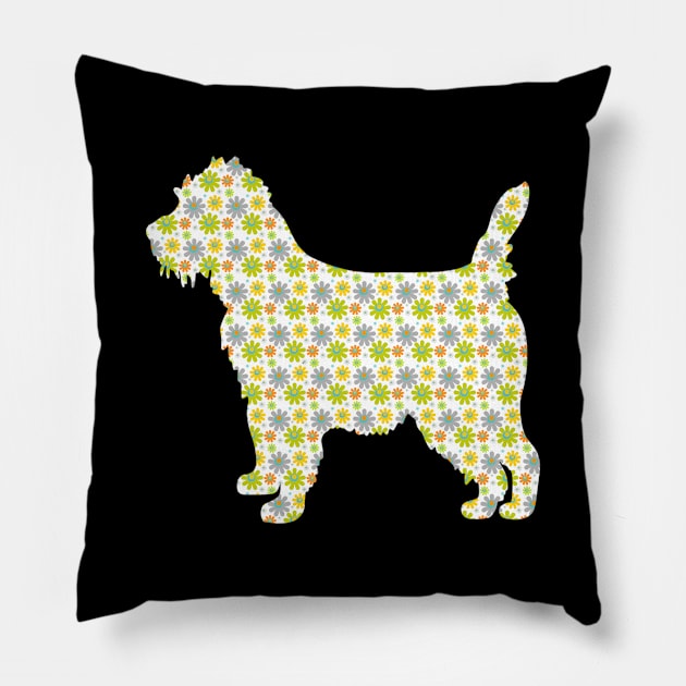 Cairn Terrier Floral Gift Silhouette Dog Breed Pillow by familycuteycom