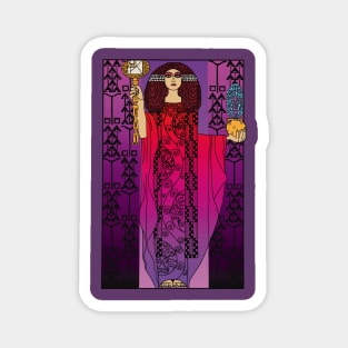 Art nouveau lady 3 (red on purple) Magnet