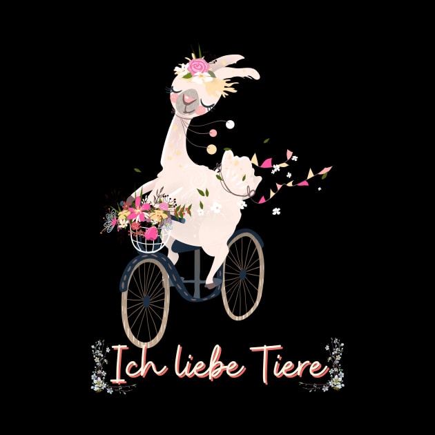 Alpaka Fahrrad Liebe Tiere Prinzessin Blumen Süß.png by Maggini Art