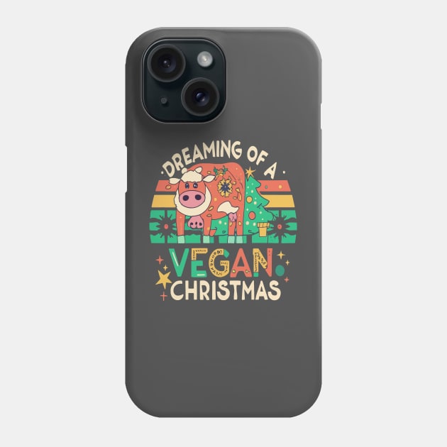 Cute Cow I'm Dreaming of a Vegan Christmas Funny Men Women Phone Case by rhazi mode plagget