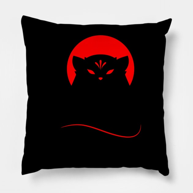 Japanese aesthetics cat Pillow by RocioRo