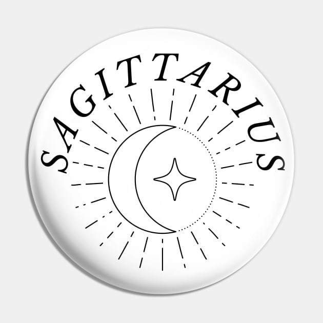 Sagittarius Sun Moon and Star Pin by Susy Maldonado illustrations