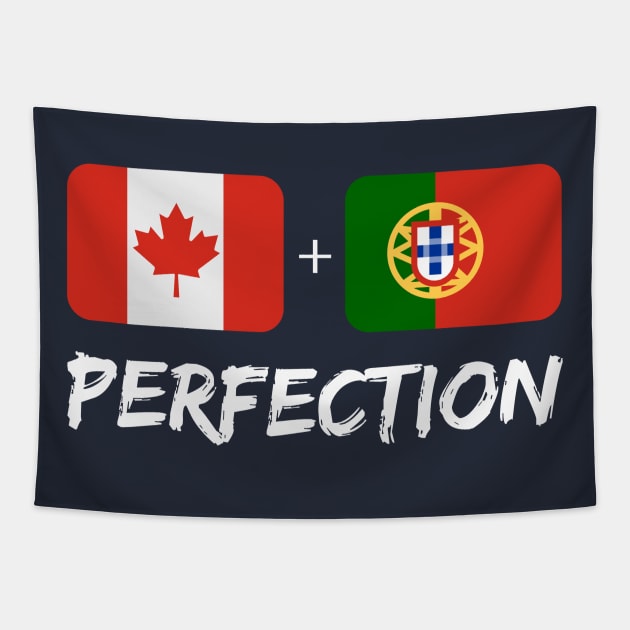 Canadian Plus Portuguese Perfection Mix Flag Heritage Gift Tapestry by Just Rep It!!