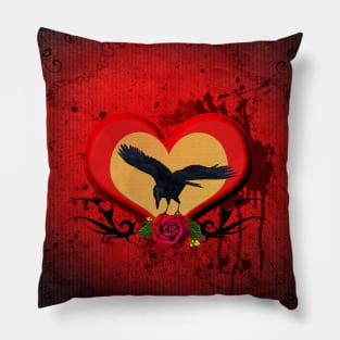 Wonderful crow on a heart Pillow