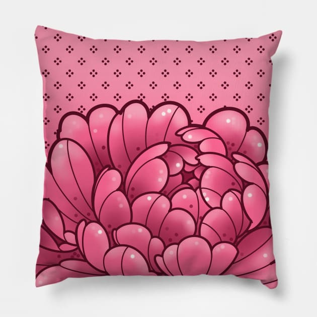 cute pink peony with wallpaper background Pillow by weilertsen