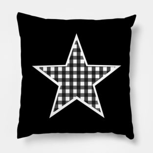 White and Black Gingham Star Pillow