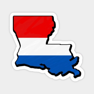 Red, White, and Blue Louisiana Outline Magnet